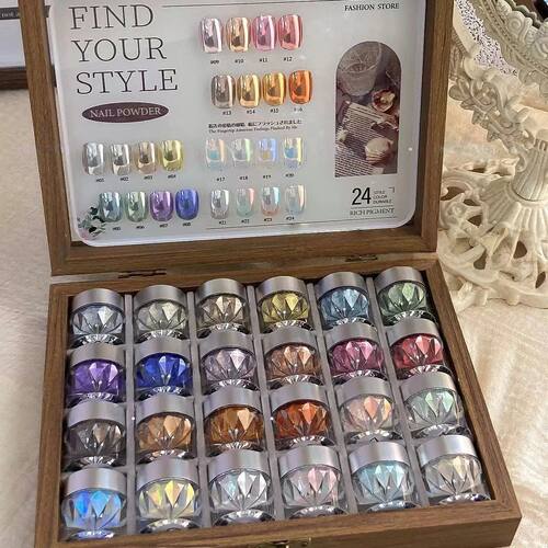 High-End Nail Art Set, 24 Colors Moonlight Mirror Powder Kit