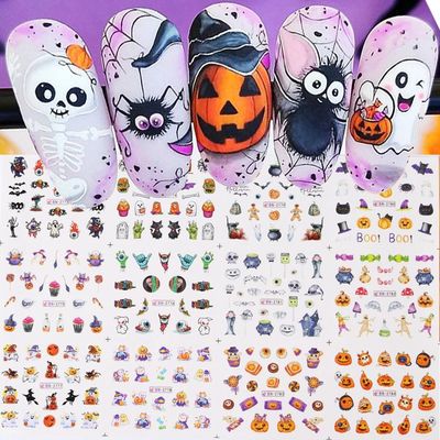 Halloween Pumpkin Ghost Nail Art Stickers Ghost Cat Water De