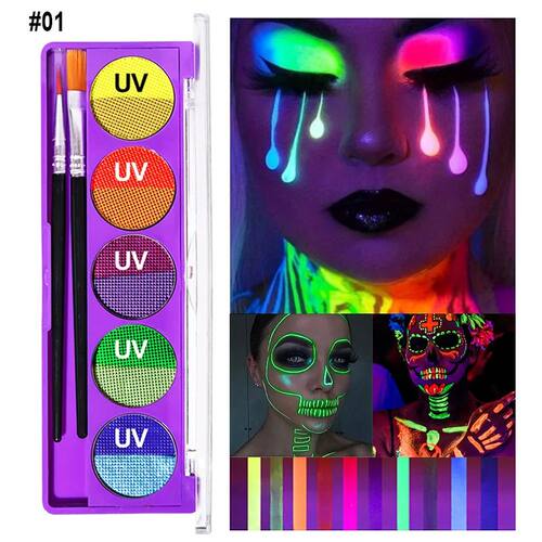 10 Colors UV Neon Body Paint Palette Makeup Fluorescent Face