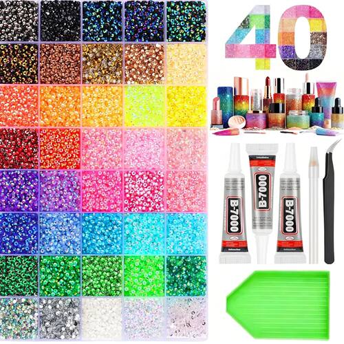 40 Colors 3MM Bedazzling Kit , Rhinestones for DIY Crafts, S