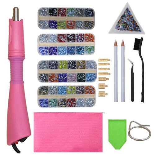 12grids Mix Crystal DMC Hot Fix Rhinestones Set/ EU/US PLUG