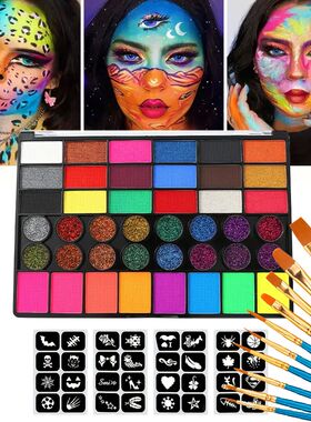 42 Colors Water Soluble Face Body Painting Set UV Neon Glitt