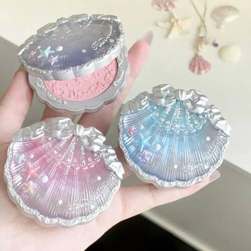 Flower Knows Pearl Shell Shape Velvet Embossed Blush Matte F