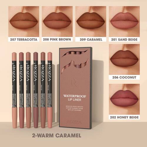 Rozza Waterproof Lip Liner Pencil Set, Weightless Precise Li