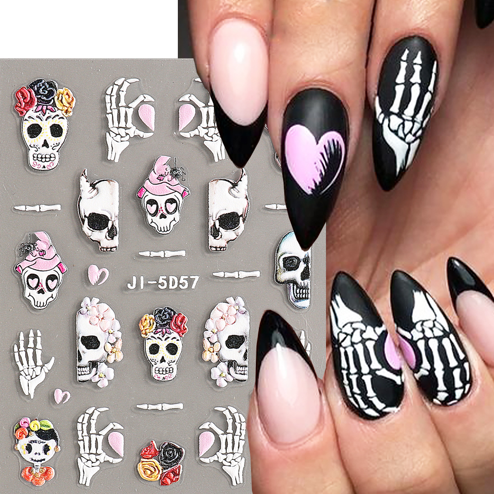 5D Skulls Bone Nail Stickers Halloween Spooky Astronaut Alie