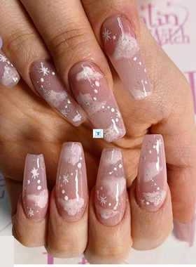 24pcs/set Extra Long Coffin Fake Nails Beauty Butterfly