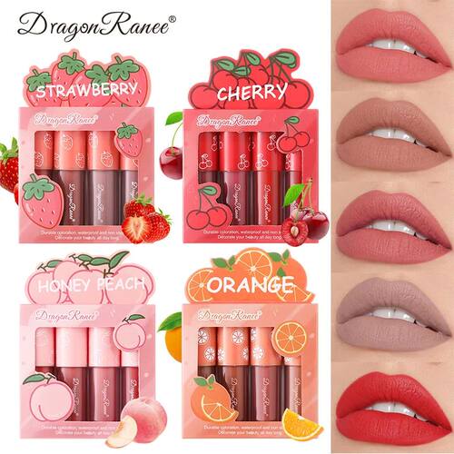 Mini Velvet Matte Lip Gloss Set, 3pc/4pcs Non-Fading, Non-St