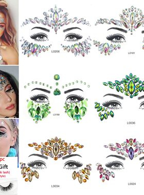 3D Sexy Face Tattoo Crystal Stickers Temporary Tattoos Glitt