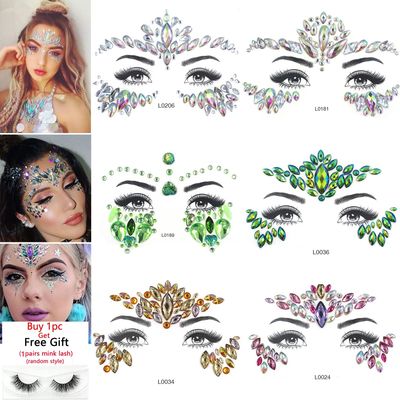 3D Sexy Face Tattoo Crystal Stickers Temporary Tattoos Glitt