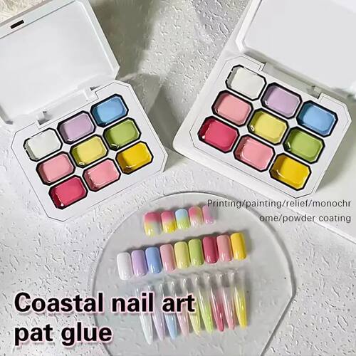 9-Color Pat Glue, Vivid Nail Colors, Gradient Nail Decoratio