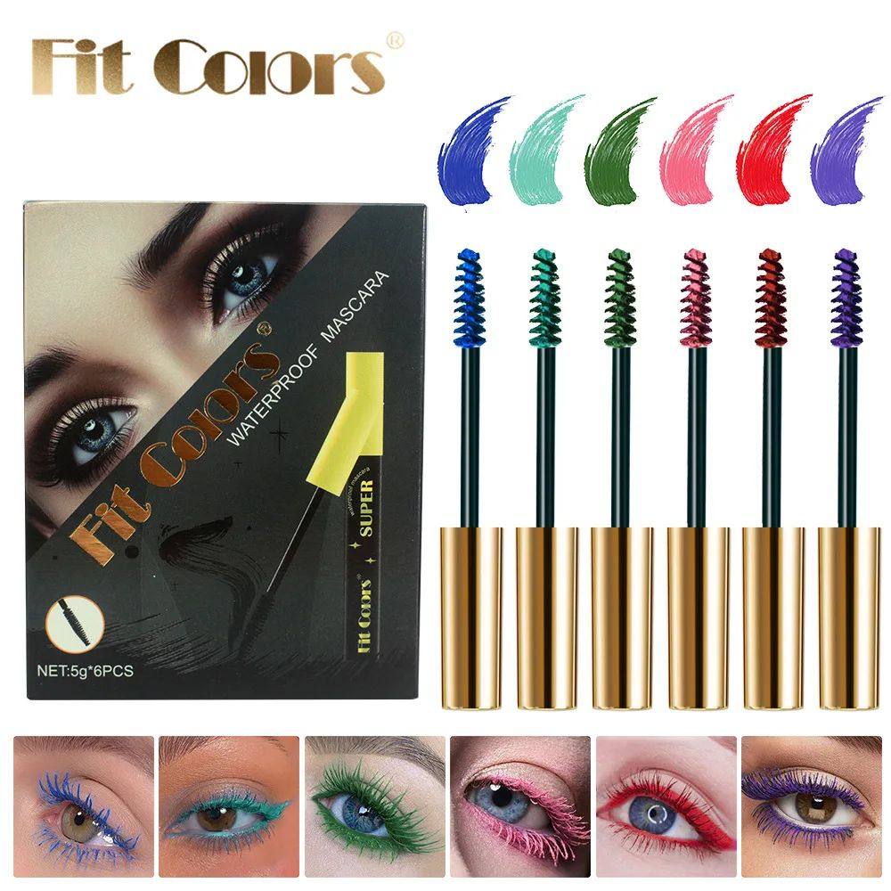 6 Color/Set Mascara Thick Curl 3D Mascara Non-smudding Stage