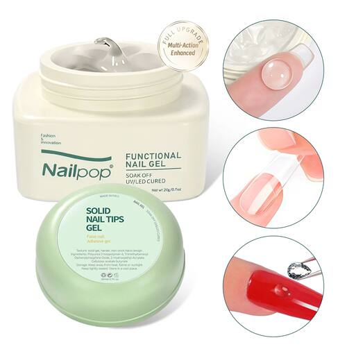 Nailpop Solid Nail Gel Adhesive - Clear UV Gel for Press On