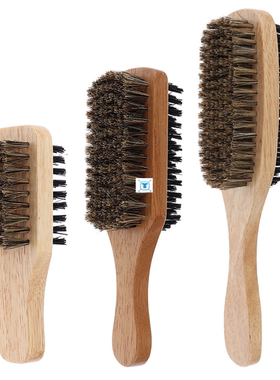 Mens Boar Bristle Hair Brush - Natural Wooden Wave Brush