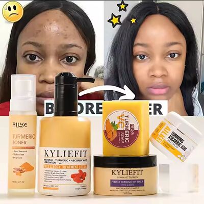 Organic Turmeric Skin Care Kit, Brighten, Clean, Remove Dark