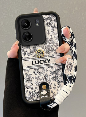 适用小米Pococ65手机壳13可爱2211133C小羊皮小咪Pococ65学生女miui13手绳保护套潮流山茶花创意磨砂mi全包潮