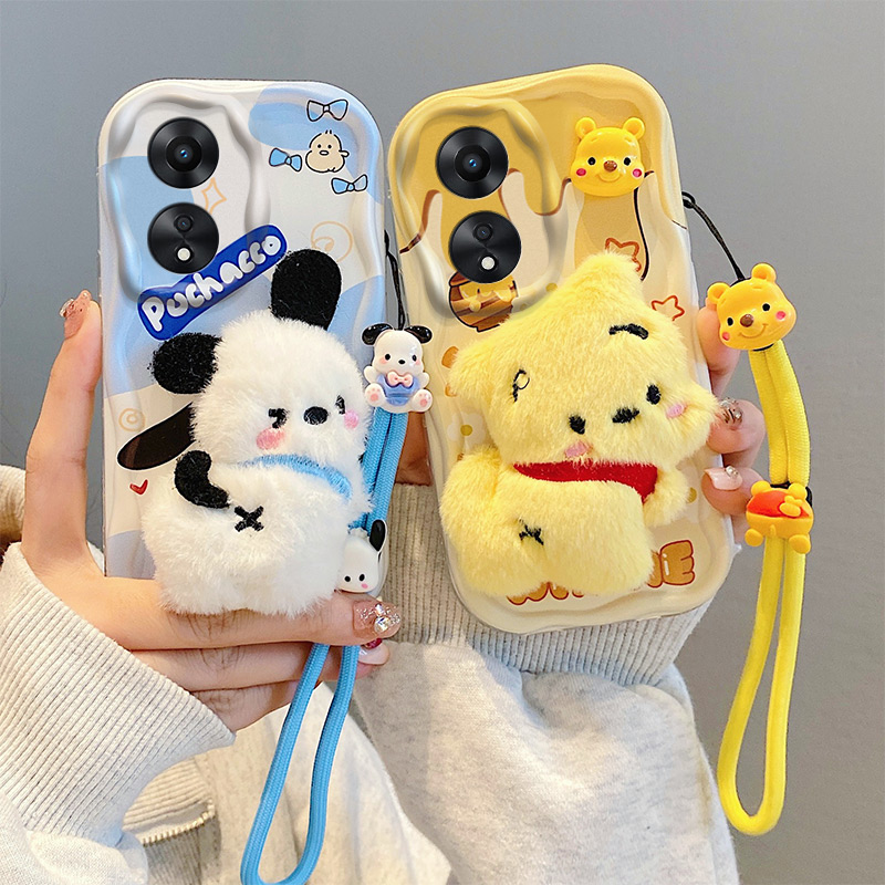 适用OPPO A58 5g手机壳卡通少女PHJ110毛绒公仔opopa58x个性可爱女ooppa58保护套ins风搞怪oppia58x个性硅胶