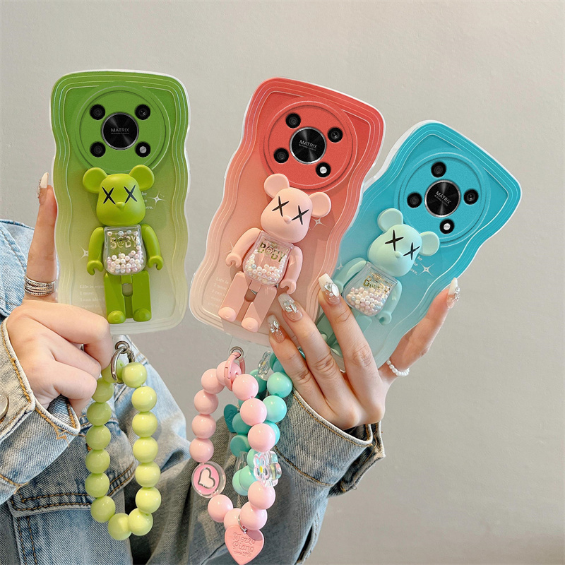 适用华为荣耀X30手机壳日韩潮女ADY-AN00小清新少女honor x3o保护套ins风可爱手链ry x30简约立体暴力熊支架