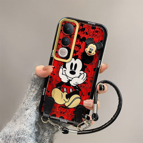 米奇库洛米适用vivoV50lite 5G手机壳V50lite 4G学生保护套硅胶日韩一体手绳网红潮立体可爱潮少女全包边时尚