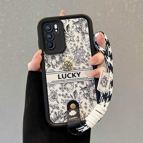 适用oppoA16s手机壳A16e/A16k/A16小羊皮OPOOA16创意ooppA16k山茶花0pp0a16手绳学生女可爱保护套潮流磨砂潮