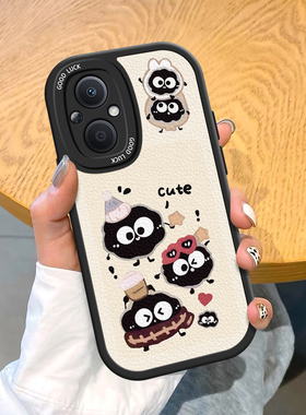 适用OPPOF19Pro手机壳情侣reno8t煤球7z/5z全包reno5lite全包q5i防摔RealmeV23创意搞怪可爱保护壳
