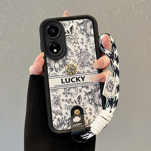 适用荣耀畅玩40c手机壳X5plus潮流WDY-AN00学生女WDY-AN0o小羊皮HONOR×5plus创意磨砂可爱山茶花手绳保护套