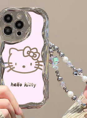 卡通ins风凯蒂猫适用苹果xr手机壳iphone15promax少女新款高颜值pg8个性电镀ihpone 13保护套6splus搞怪kt猫