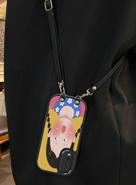 蜡笔小新适用vivoY12s手机壳斜跨挂绳Y16全包潮ins少女Y17s国际版卡通图案Y112023可爱保护壳