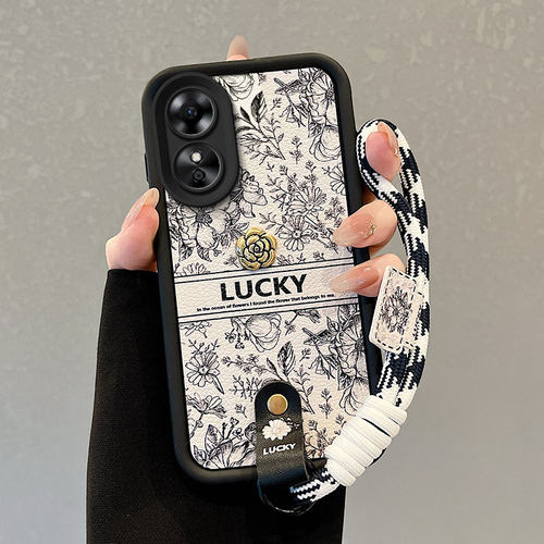 适用oppoA17k手机壳A17可爱oopo α17k潮流欧珀A17k磨砂0pp0al7创意Oopoα17保护套手绳山茶花学生女小羊皮潮