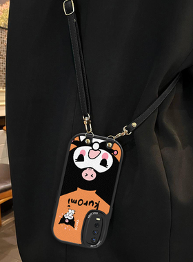 煤球库洛米适用vivoY12s手机壳斜跨Y17s国际版挂绳Y16全包Y112023潮ins少女卡通图案可爱保护壳