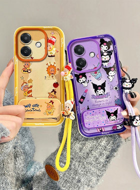 卡通可爱适用oppoA60 5G手机壳0ppoA60潮流欧珀A60镜子支架OopoΑ60少女5G立体公仔0pp0a6o保护套手绳磨砂潮