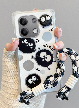 适用小米POCOM6Pro4G手机壳卡通潮少女搞怪创意斜跨绳立体创意可爱日韩保护壳