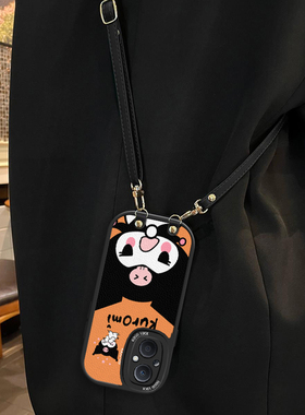 煤球库洛米适用OPPOReno8T手机壳斜跨Reno8Z/7z挂绳ren5lite全包F19Pro潮ins少女卡通图案可爱保护壳