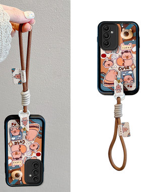 适用三星galaxyA15手机壳卡皮巴拉sx a15男女皮纹samsung a15保护套煤球情侣al5卡通可爱女3星a15日韩手绳潮