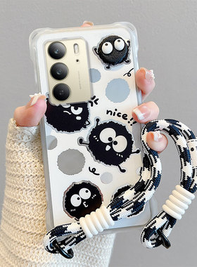 适用realmeV70S手机壳卡通潮少女真我V70搞怪RealmeC75创意斜跨绳立体创意可爱日韩保护壳