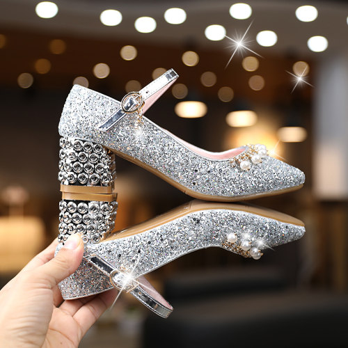 高跟鞋女童走秀亮片公主