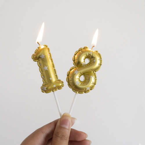 金色印花数字蜡烛生日蛋糕装饰儿童周岁派对氛围感布置拍照道具