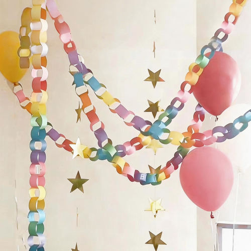 莫兰迪马卡龙生日派对圆环拉旗