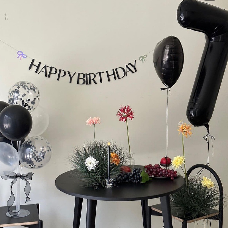 ins男孩黑色系数字气球十岁生日