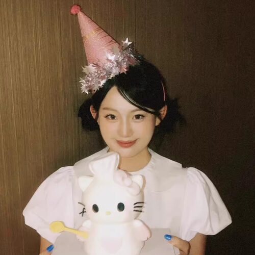 韩系ins风超闪粉色星星生日帽女氛围感少女派对拍照道具头饰头箍