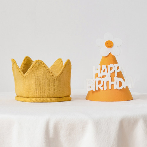 针织小皇冠儿童生日帽