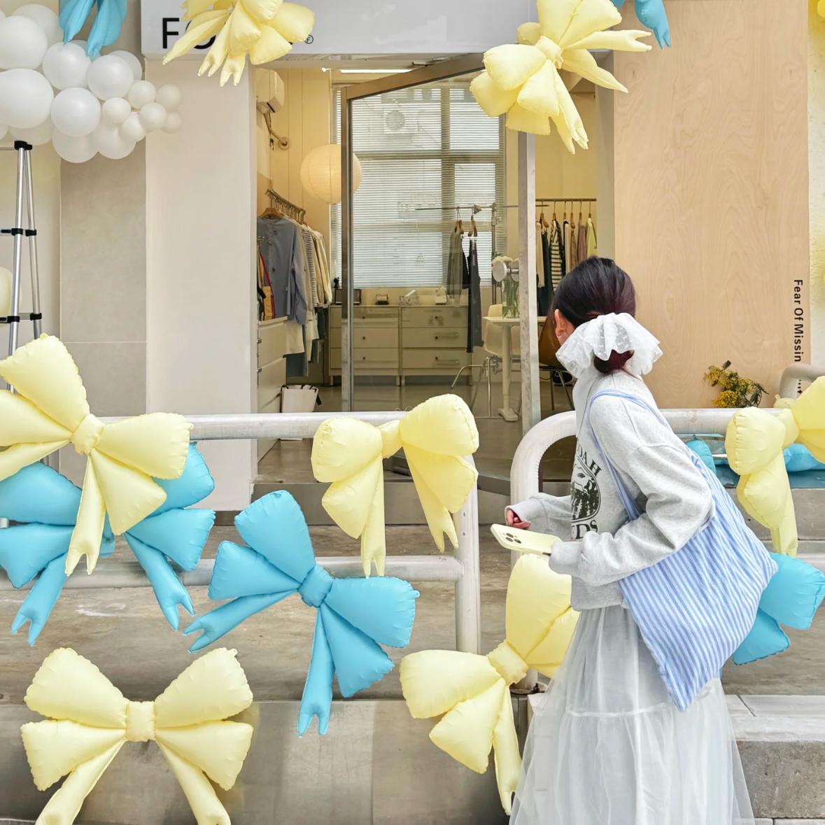 网红ins风蝴蝶结生日装饰气球场景布置商场店面橱窗氛围拍照道具