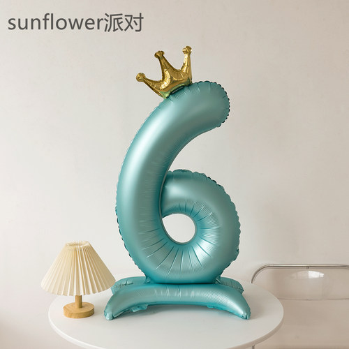 40寸带底座大号蓝色数字铝膜气球