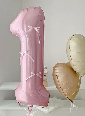 ins风公主生日粉色蝴蝶结数字气球布置儿童宝宝闺蜜派对道具装饰