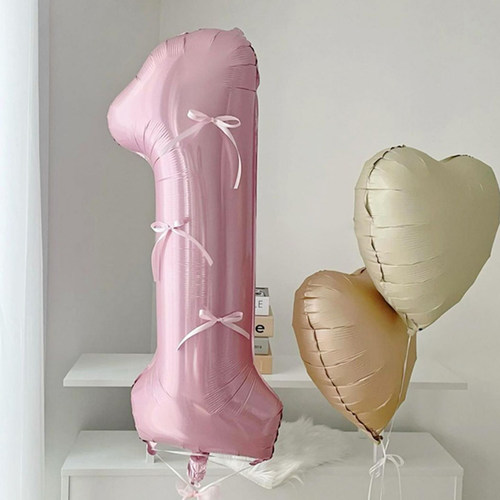 ins风生日粉色蝴蝶结数字气球