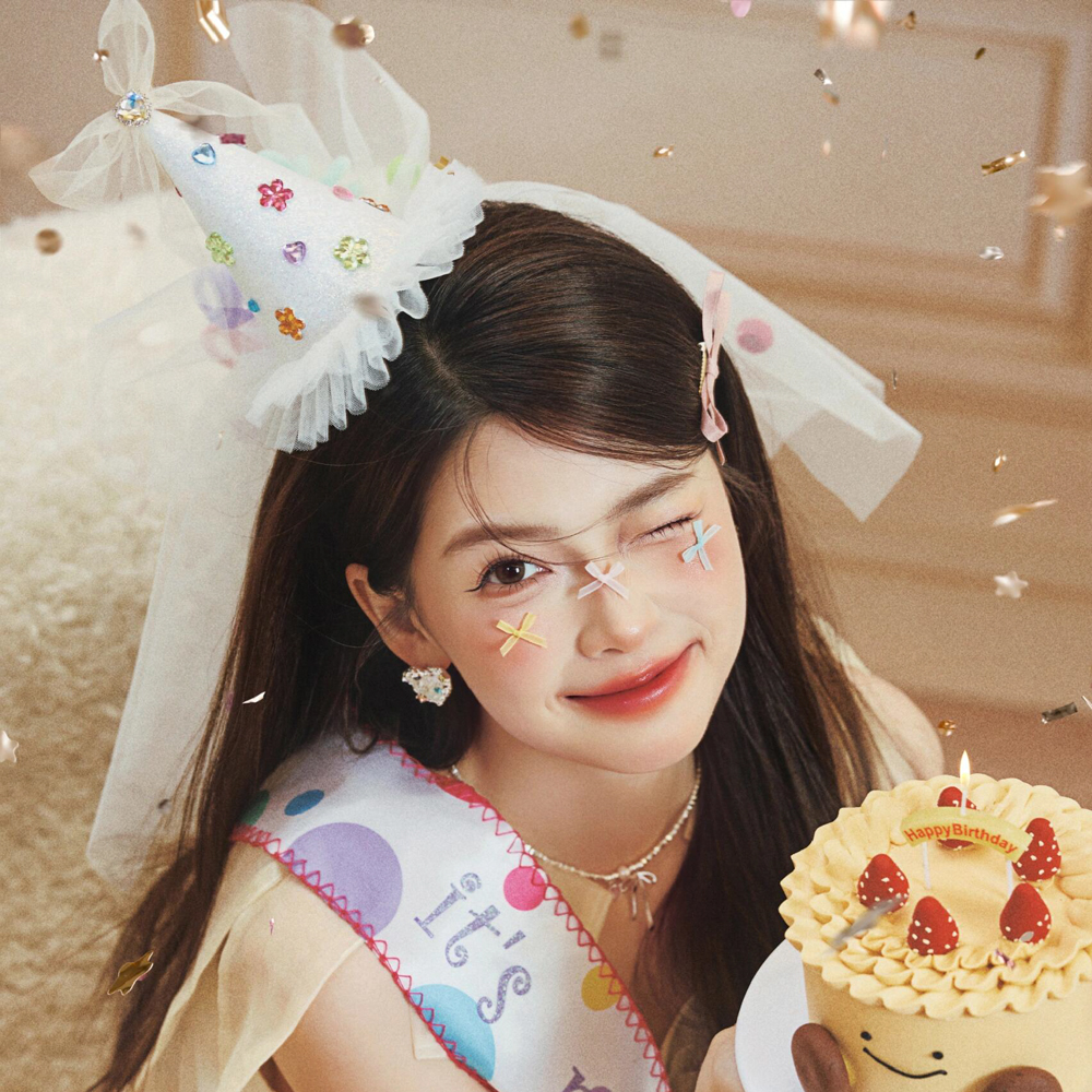 生日快乐水晶头饰拍照发箍