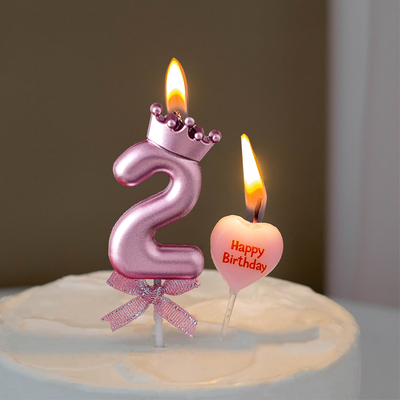 粉色皇冠数字蜡烛生日