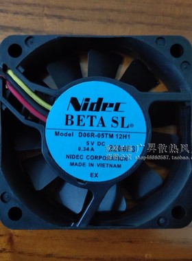 原装Nidec  6015 D06R-05TM 12H1 DC5V 0.34A  3线 液压散热风扇