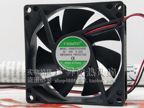 原装 TROHITO VD8025R24HH DC24V 0.22A 8cm 静音 变频器散热风扇