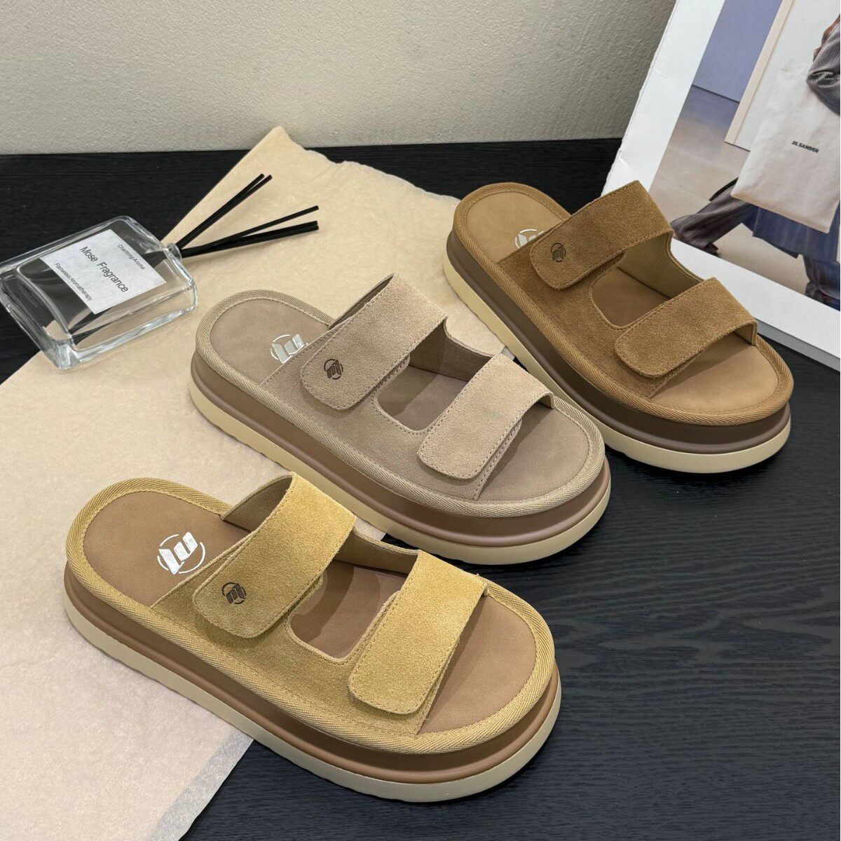木子女鞋|韩系百搭夏季真皮增高松糕厚底罗马凉拖鞋女休闲一字拖