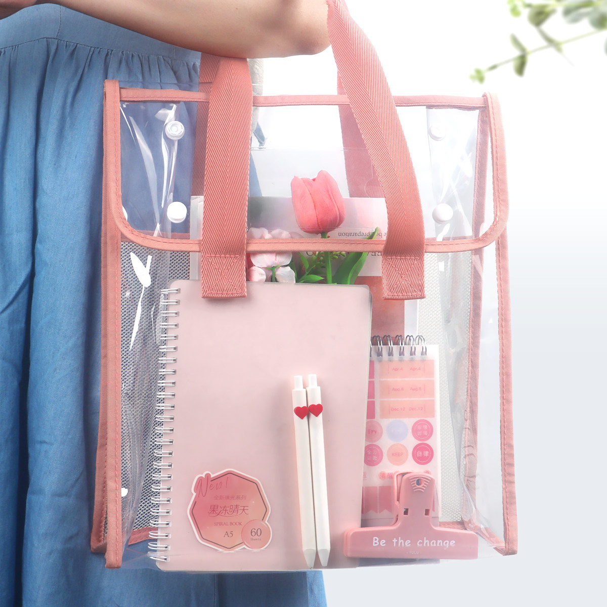 杰利学科科目分类袋透明大开口小学生补习手提袋立体文件袋拎书袋书本收纳袋作业袋初高中专用分科补课包定制